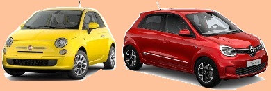 fiat jaune et twingo rouge