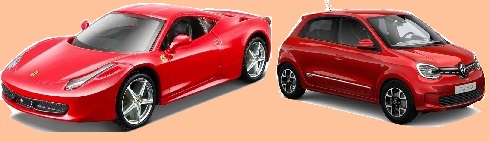 ferrari et twingo rouges