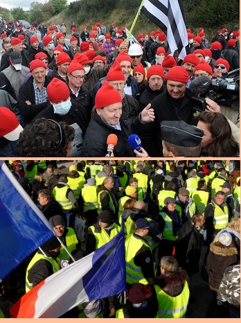 image gillets jaunes bonnets rouges